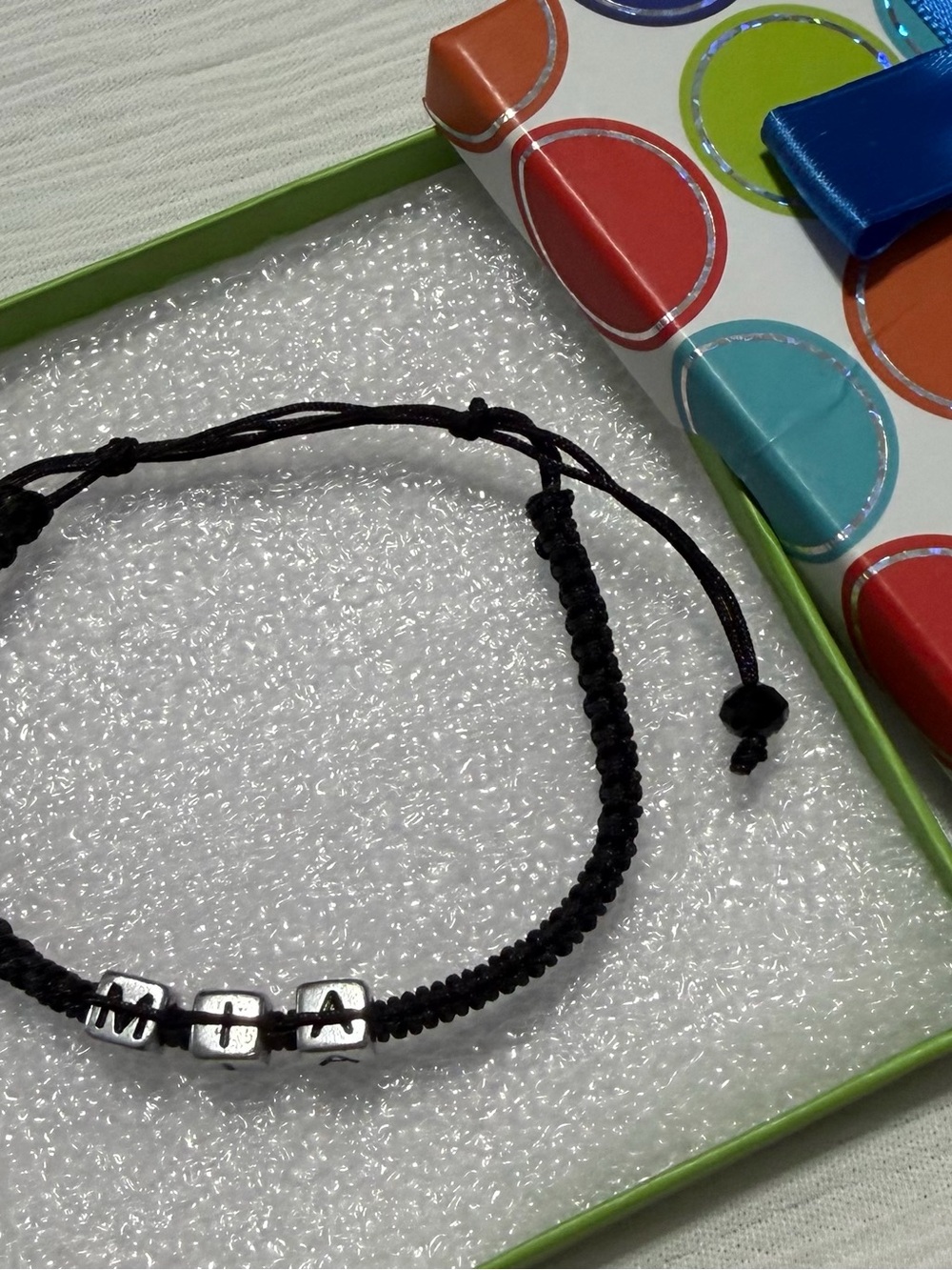 MIA Black Braided Cord Bracelet with Silver Letter Beads MIA